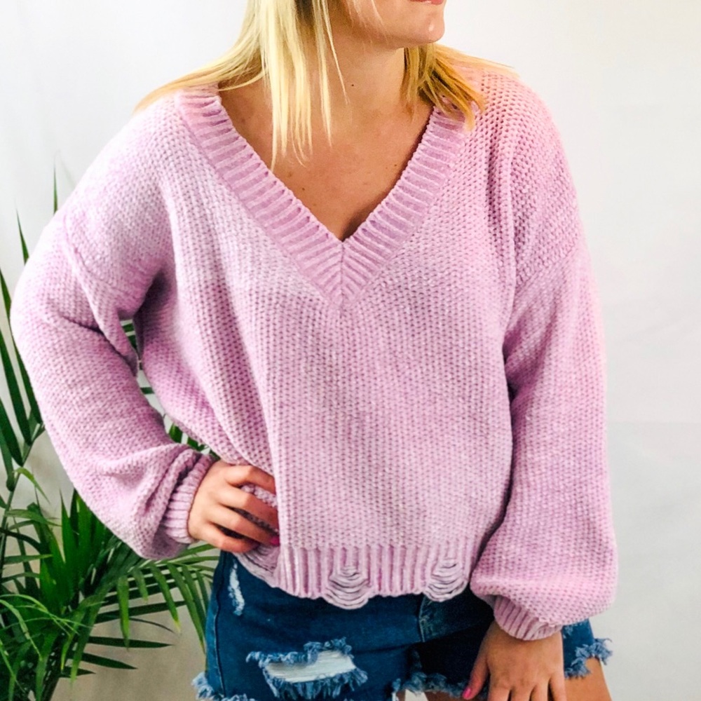 Distressed Pink Sweater